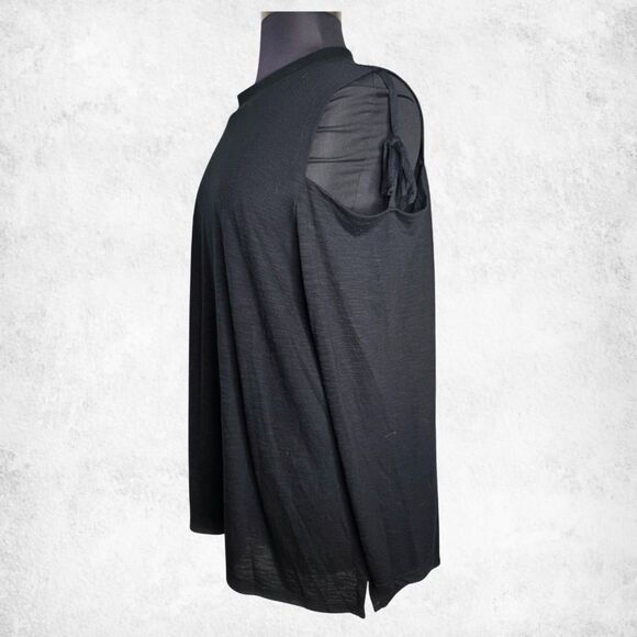 Lane Bryant Black Cold Shoulder Top 22/24 Plus Size Tie Sleeve Modal Blend Tunic - Picture 3 of 7